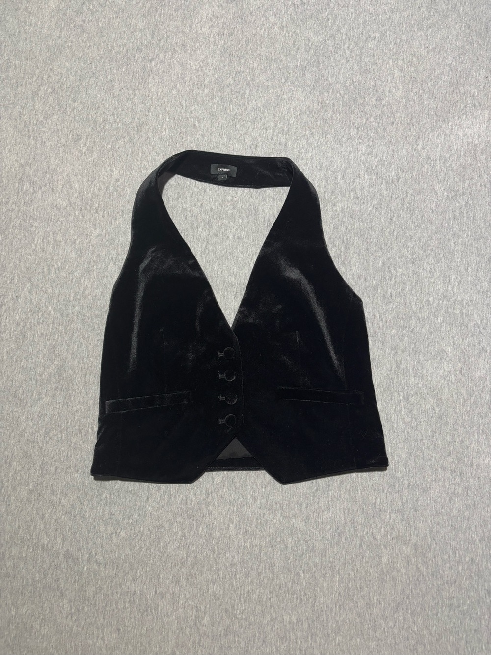 Express Black Velvet Halter Vest